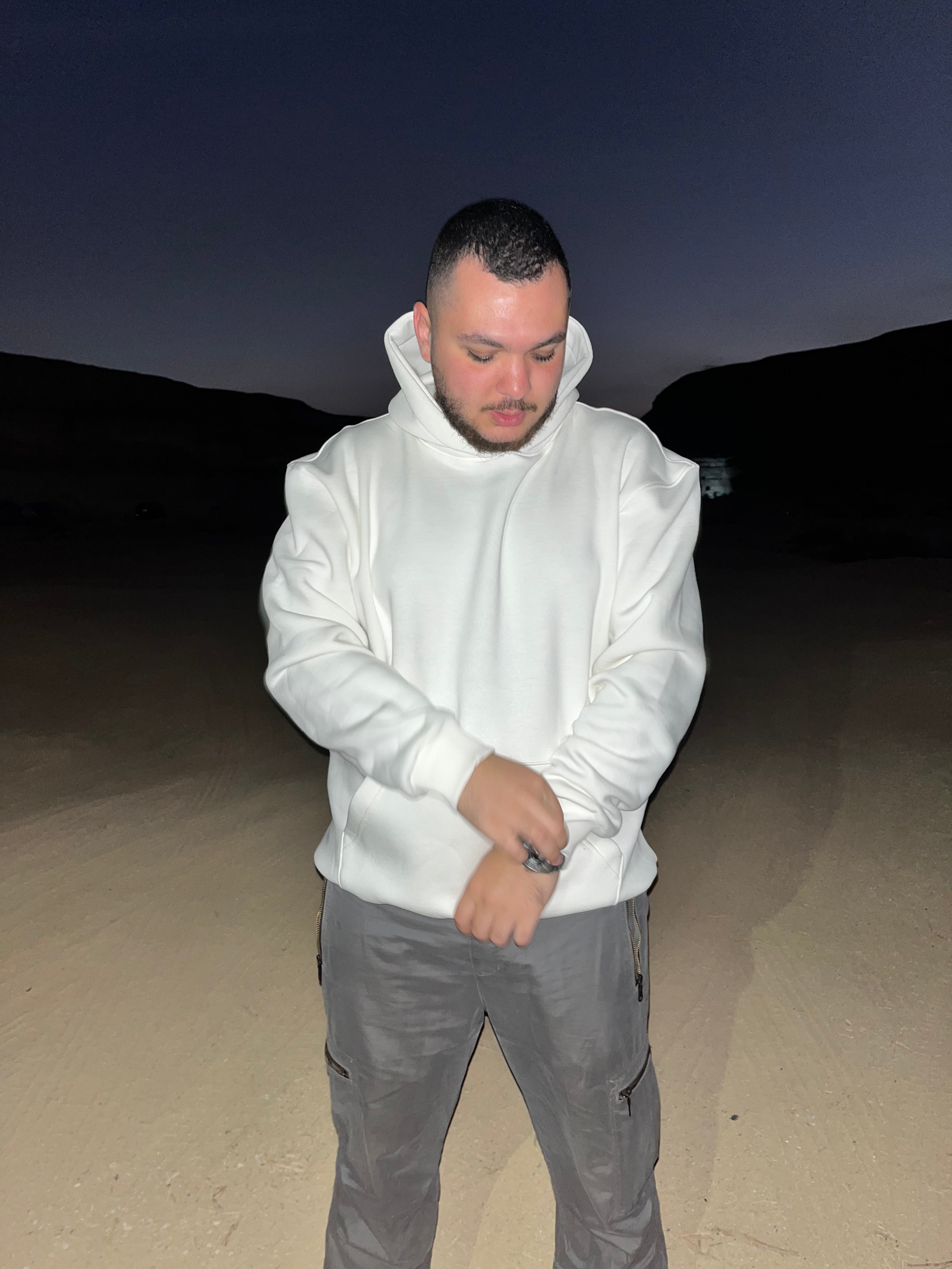 Over-sized white hoodie